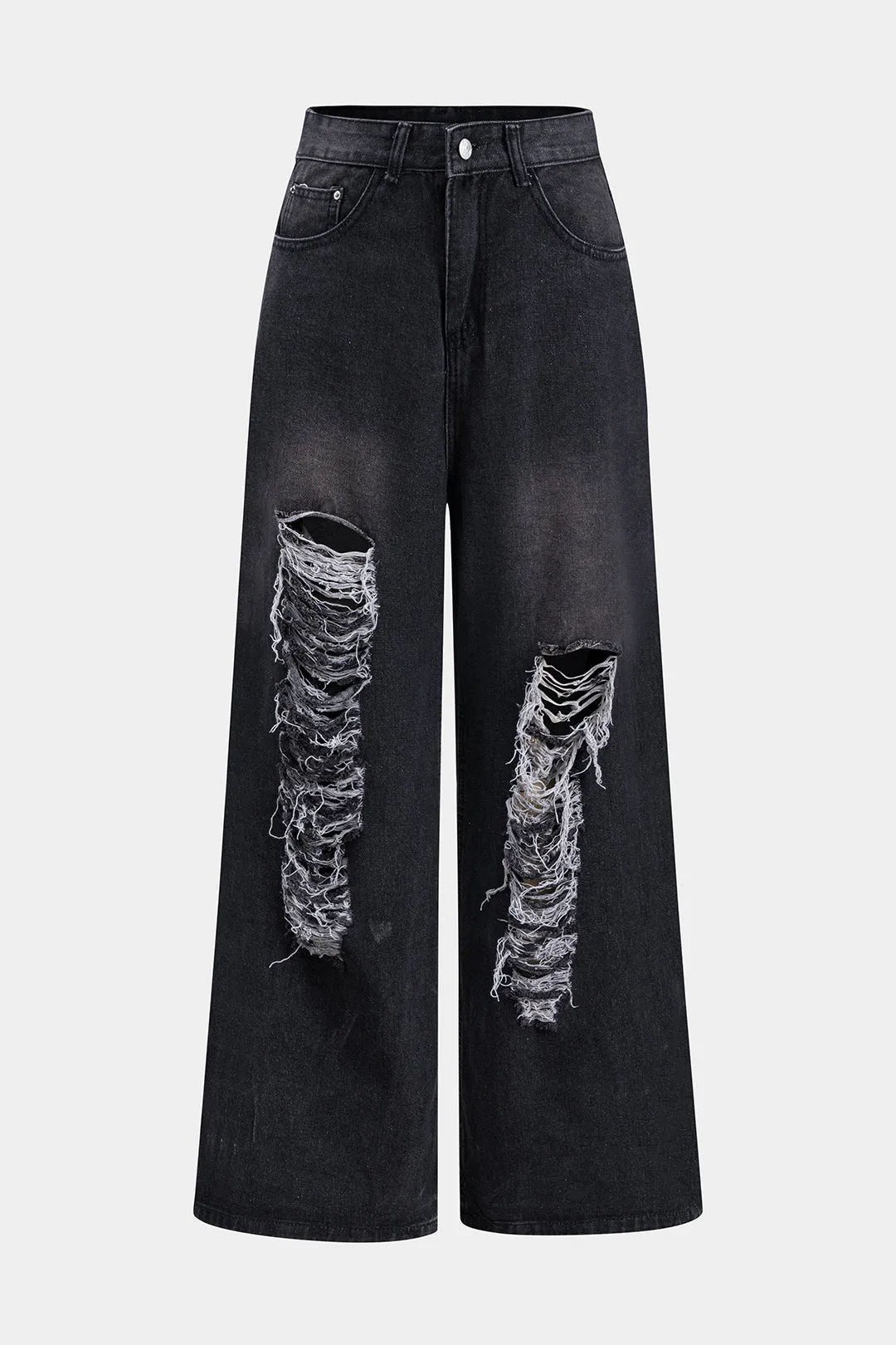 Denim Ripped Wide Leg Jeans sold by Micas