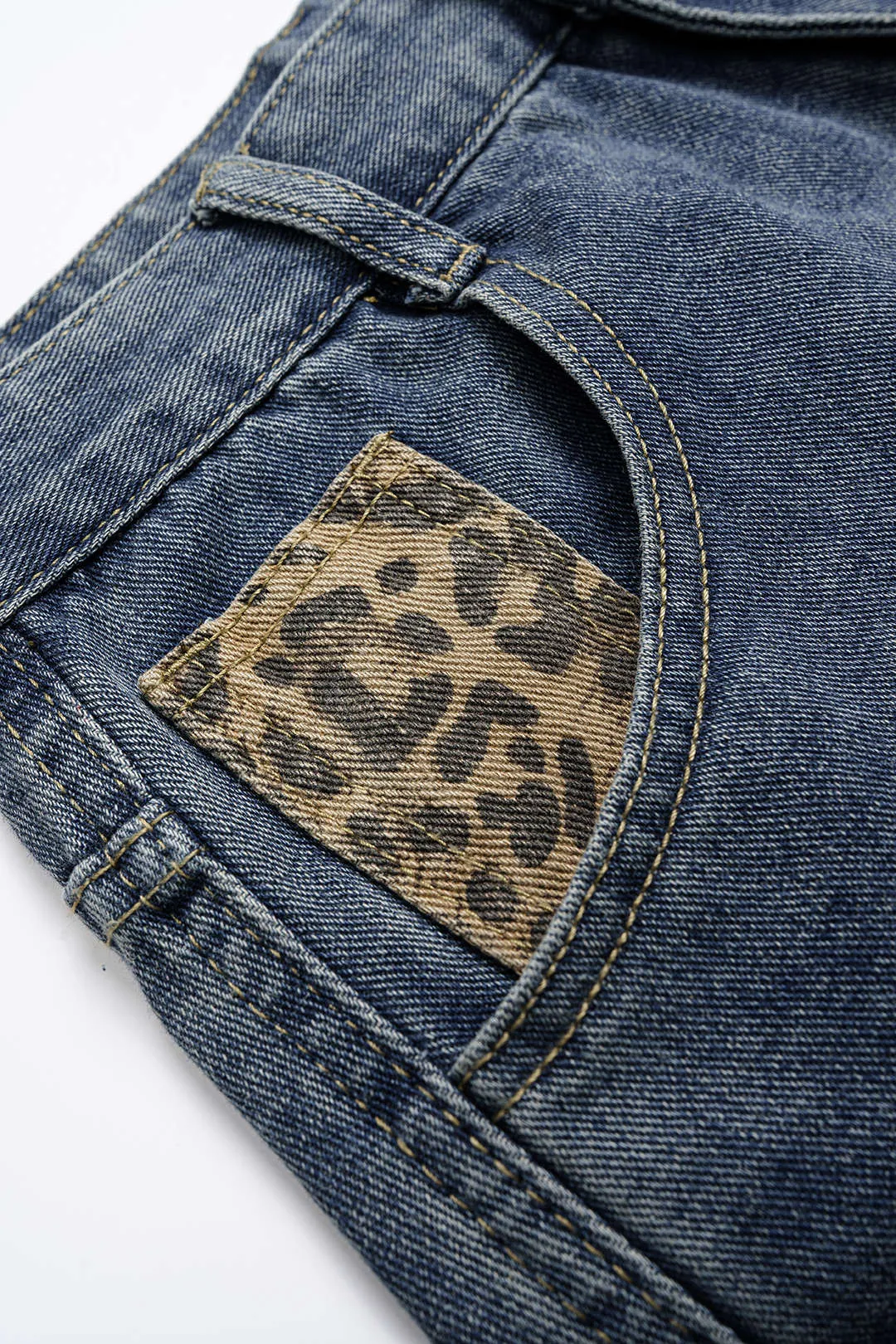 Denim Leopard Print Wide Leg Jeans sold by Micas product image thumbnail 3