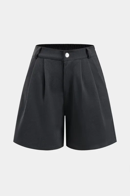 Woolen Pleated High Waist Wide Leg Shorts sold by Micas