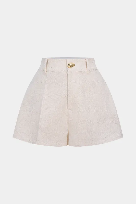 Linen High Waist Button Shorts made by Micas
