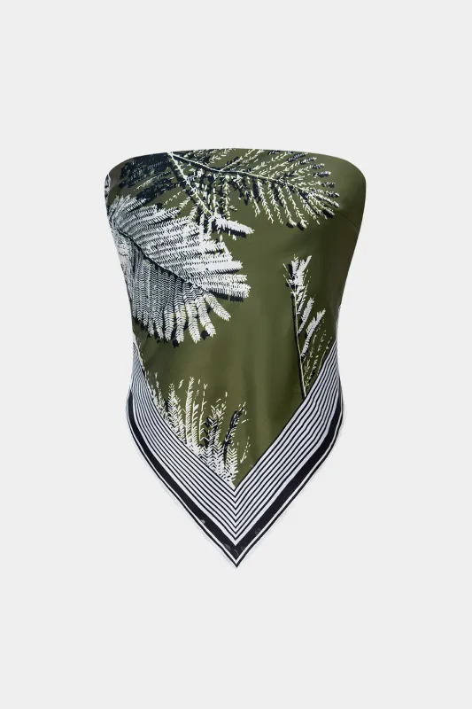 Leaves Contrast Print Satin Backless Tube Top sold by Micas