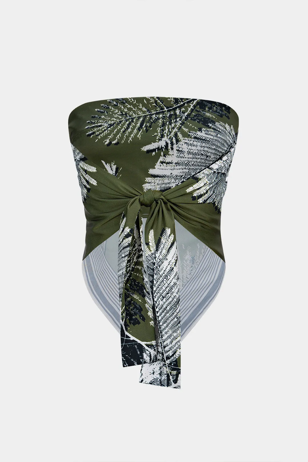 Leaves Contrast Print Satin Backless Tube Top sold by Micas product image thumbnail 2