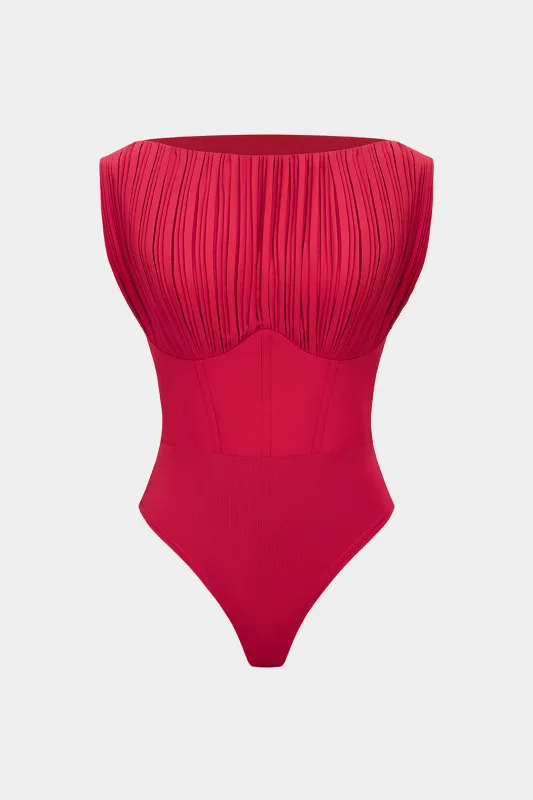 Pleated Sleeveless Bodysuit sold by Micas