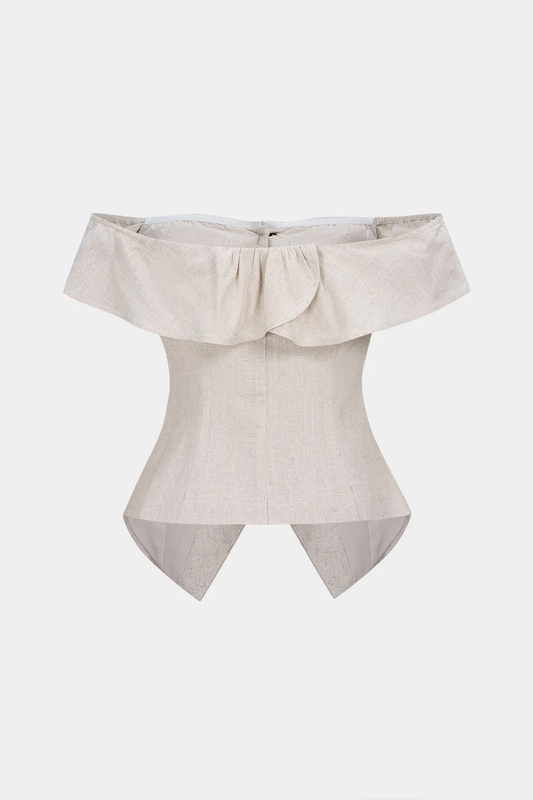 Linen Metallic Button Off-Shoulder Sleeveless Top sold by Micas product image thumbnail 2