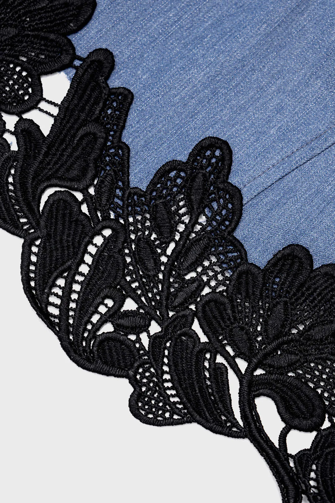 Denim Lace Trim Zipper Cami Top sold by Micas product image thumbnail 4