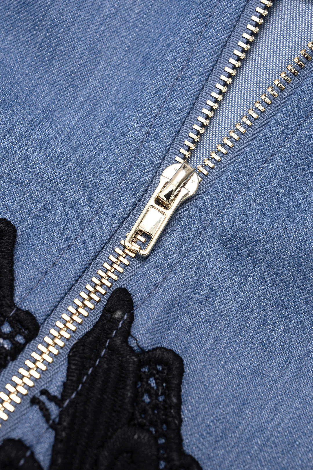 Denim Lace Trim Zipper Cami Top sold by Micas product image thumbnail 3