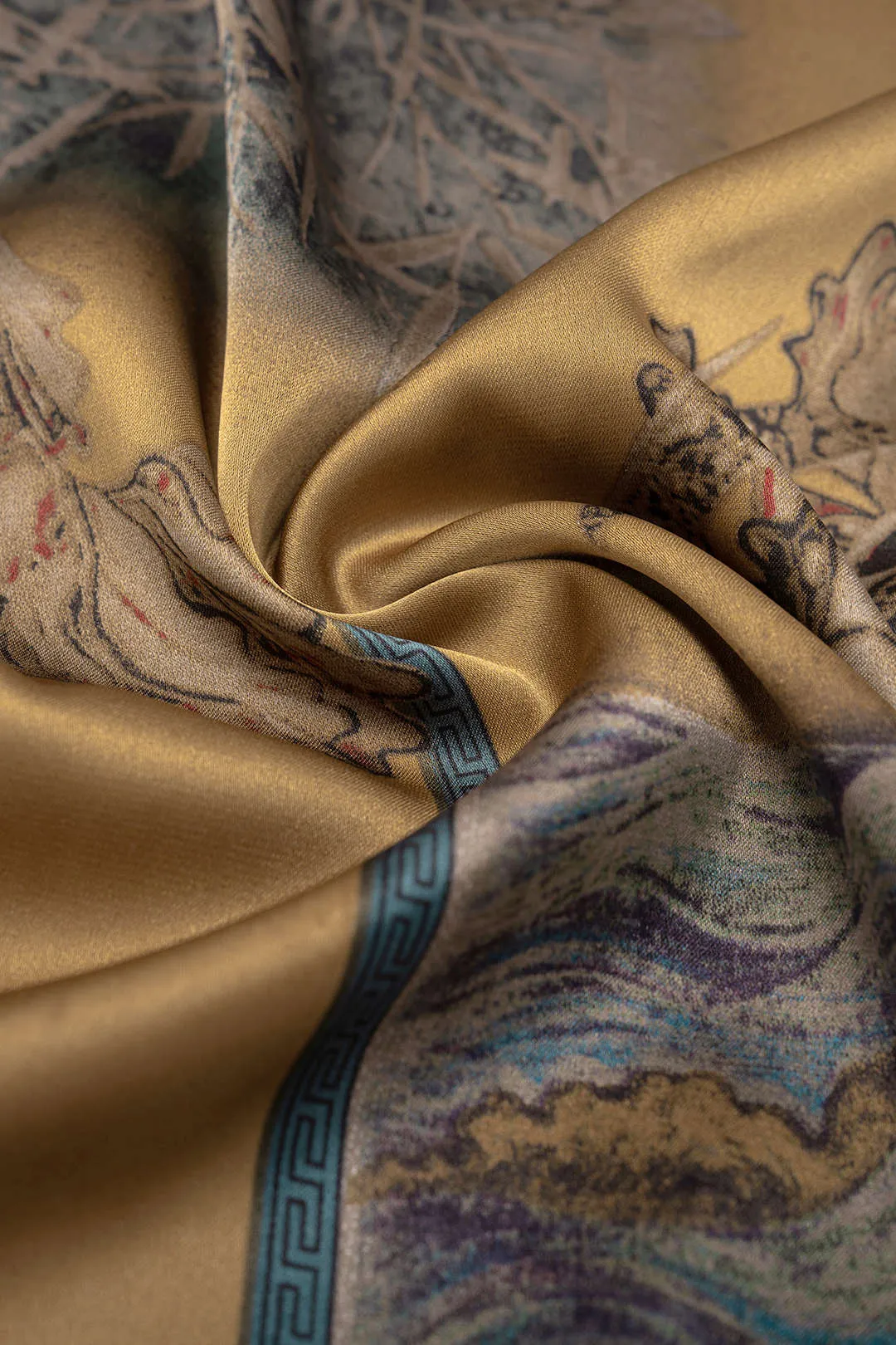 Abstract Print Satin Shirred Waistband Wide Leg Pants sold by Micas product image thumbnail 4