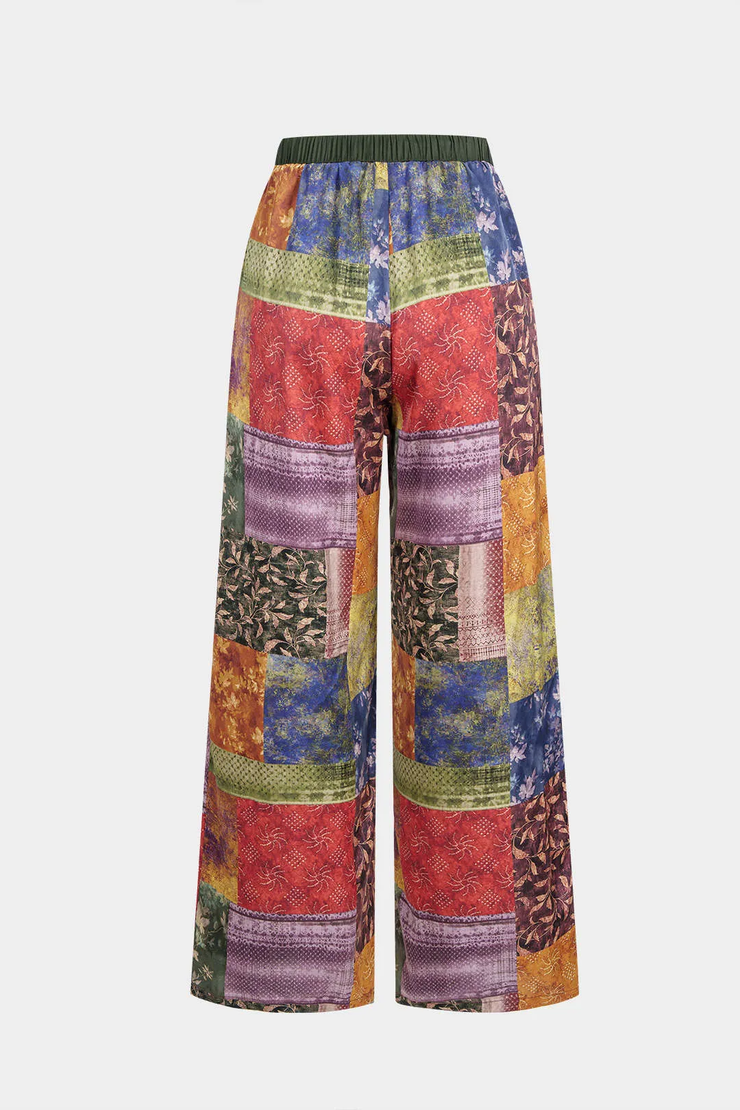 Abstract Print Satin Shirred Waistband Wide Leg Pants sold by Micas product image thumbnail 2