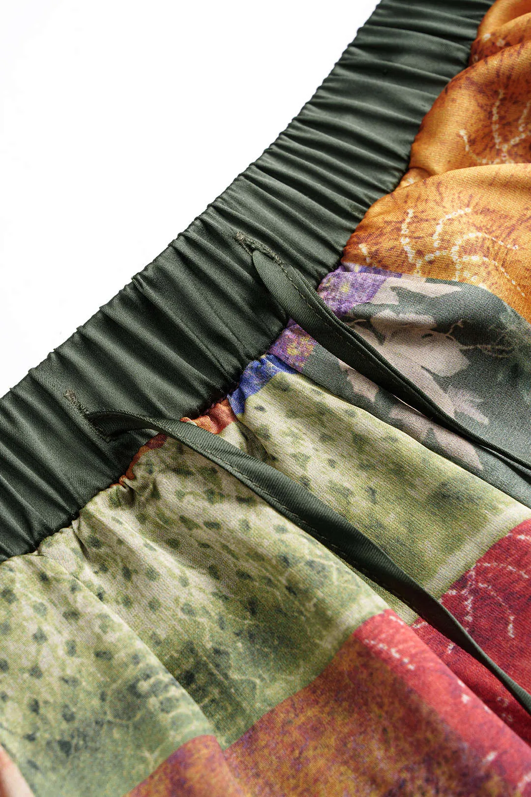 Abstract Print Satin Shirred Waistband Wide Leg Pants sold by Micas product image thumbnail 3