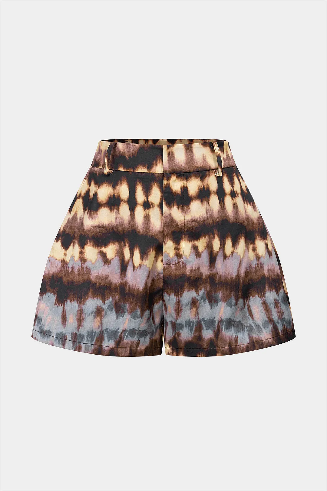 Abstract Tie Dye Print Satin Shorts sold by Micas