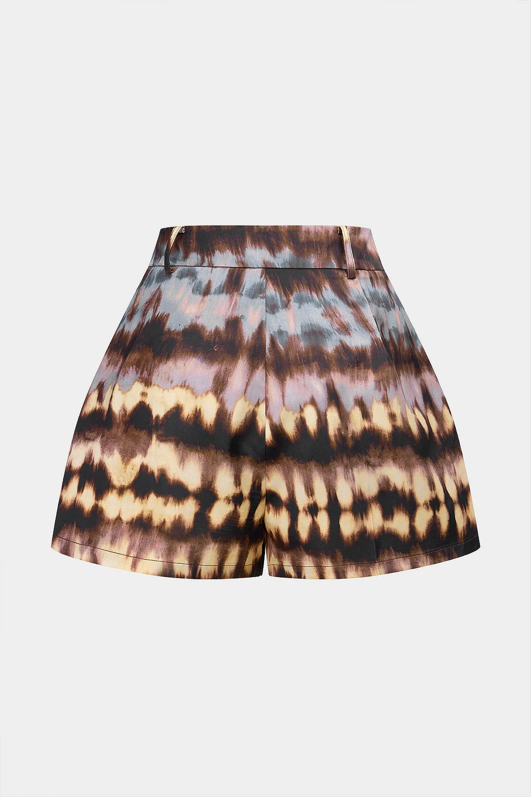Abstract Tie Dye Print Satin Shorts sold by Micas product image thumbnail 2