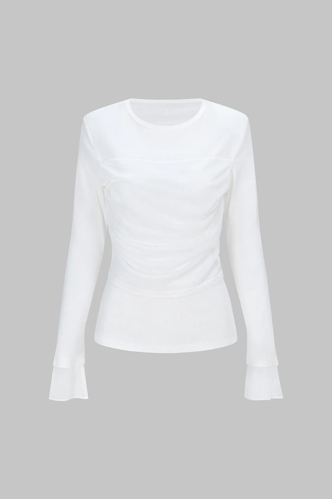 Round Neck Ruched Long-Sleeve Top sold by Micas
