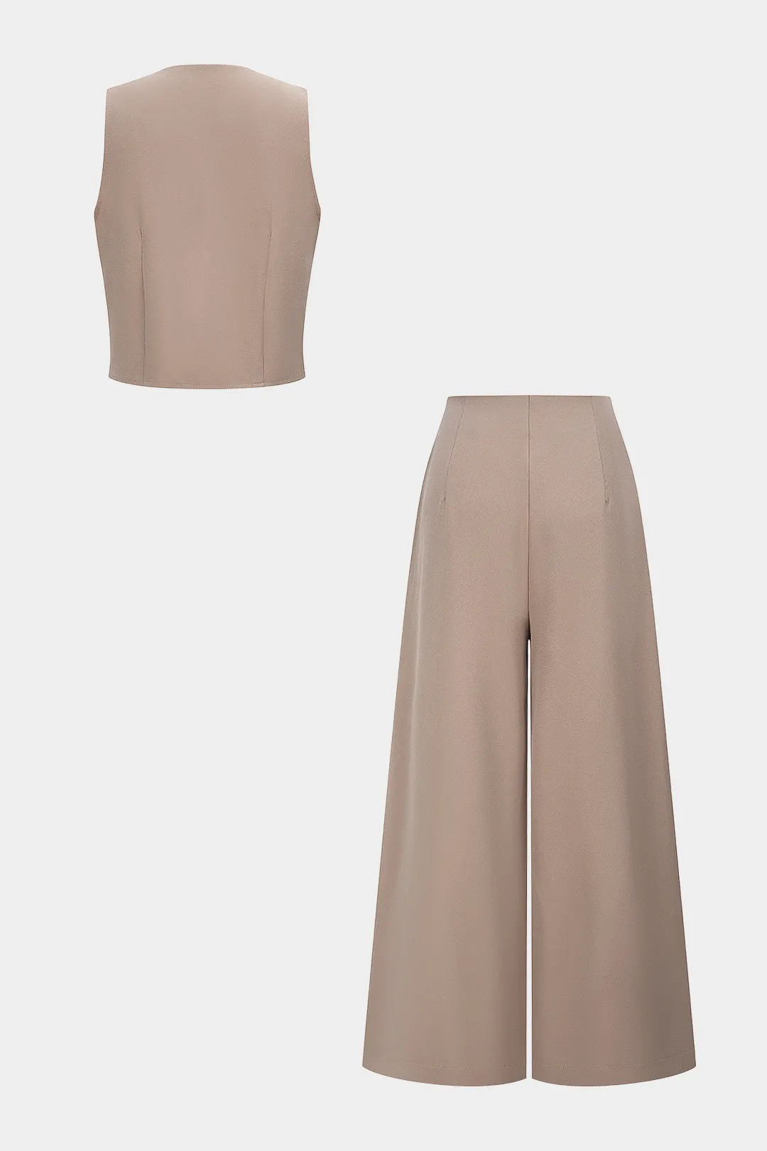 V-Neck Button Pocket Vest And Ruched Zipper Pants Set sold by Micas product image thumbnail 2