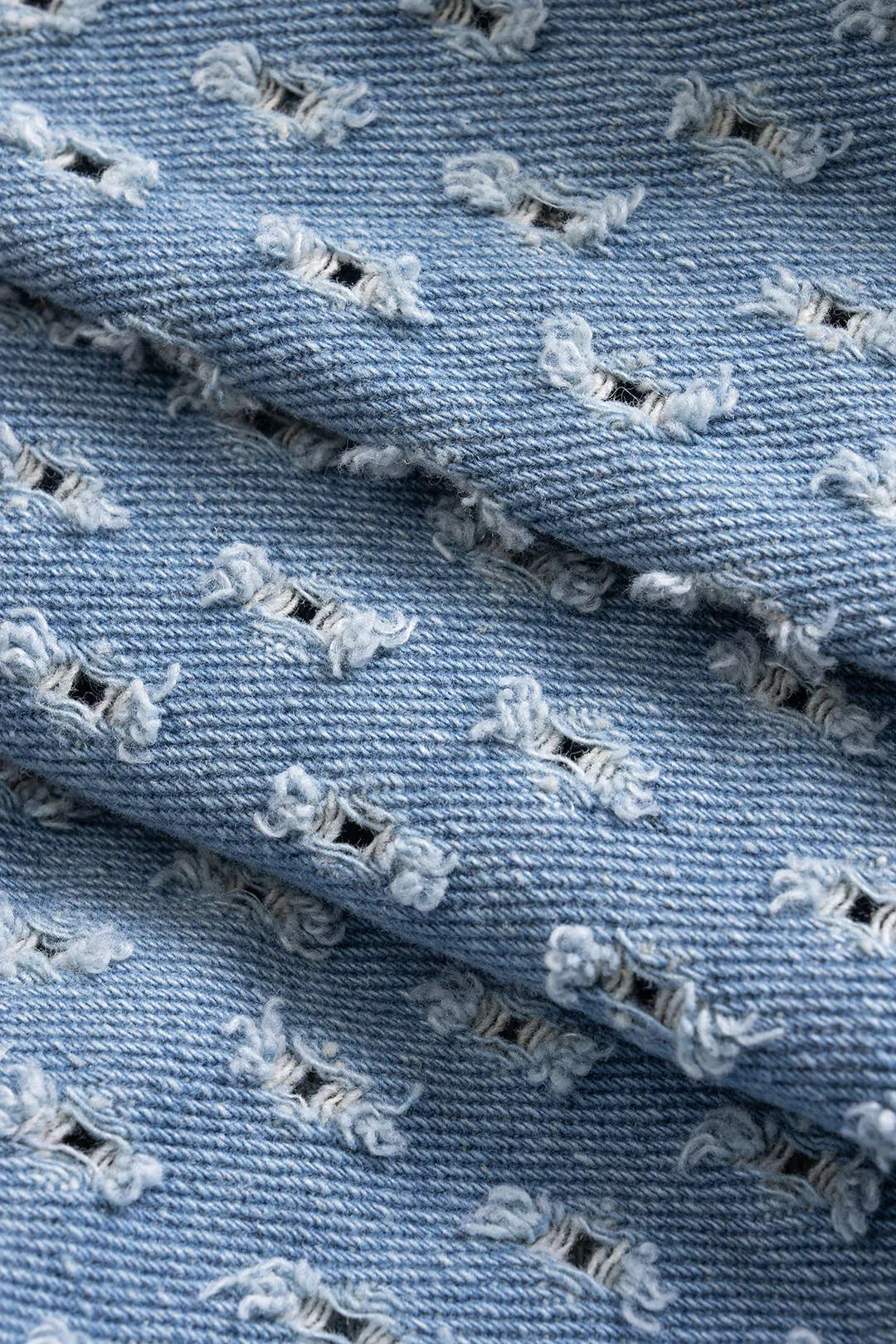 Denim Hollow Out Outerwear And Ripped Shorts Set sold by Micas product image thumbnail 4