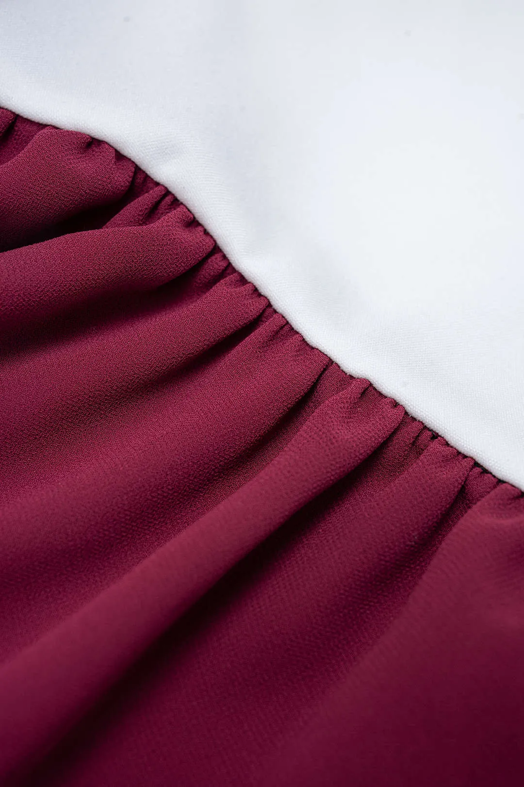 Contrast Mock Neck Ruched Bell Long Sleeve Bodysuit sold by Micas product image thumbnail 4