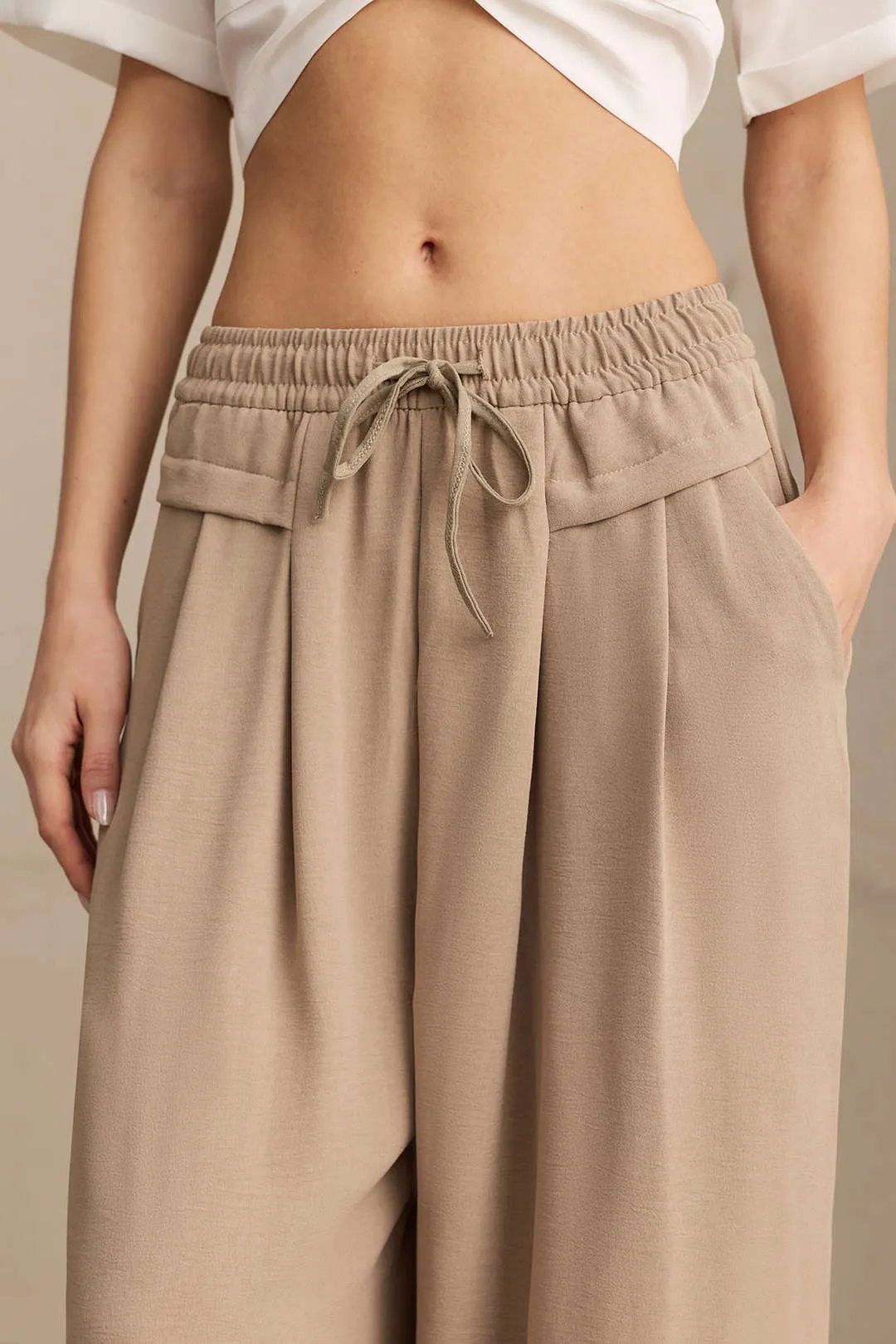 Drawstring Shirred Waistband Wide Leg Pants sold by Micas product image thumbnail 3