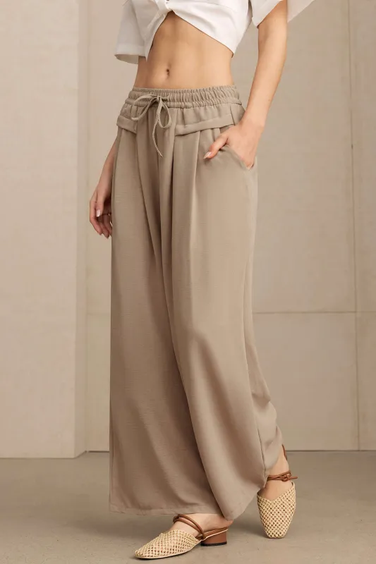 Drawstring Shirred Waistband Wide Leg  Pants sold by Micas