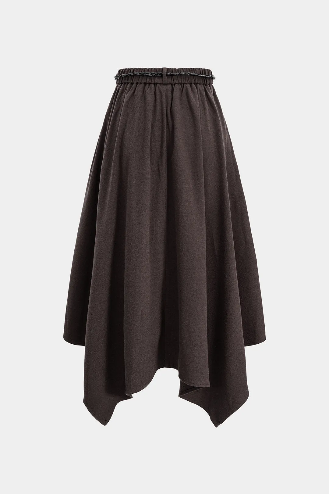 Suede Belted Shirred Waistband Irregular Hem Skirt sold by Micas product image thumbnail 2