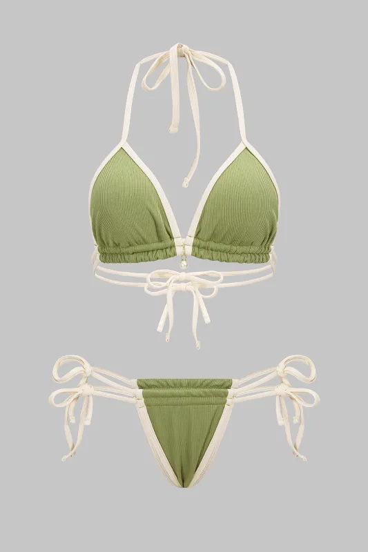 Contrast Tie-Up Bikini Set sold by Micas