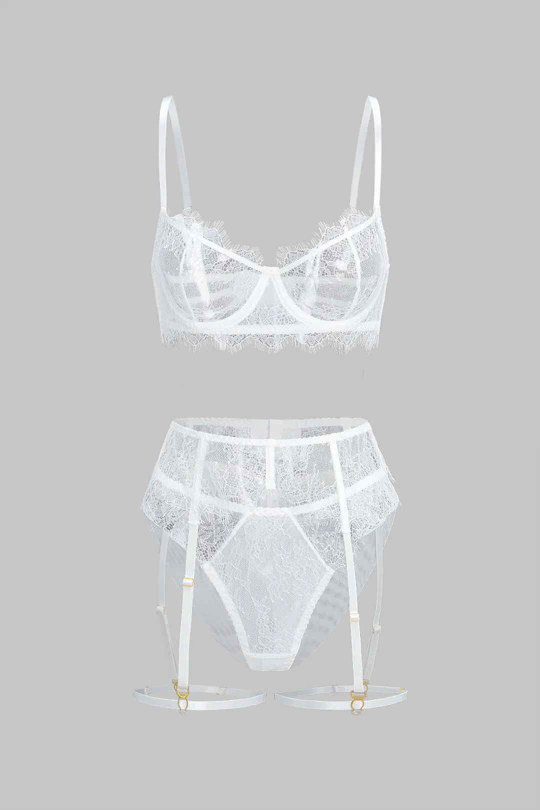 Mesh Hollow Out Lingerie Garter Set sold by Micas