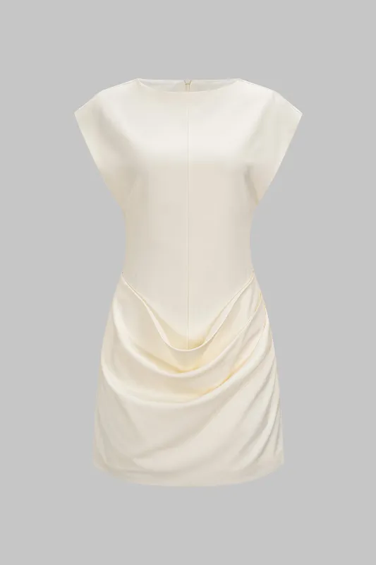 Round Neck Ruched Zipper Sleeveless Mini Dress made by Micas