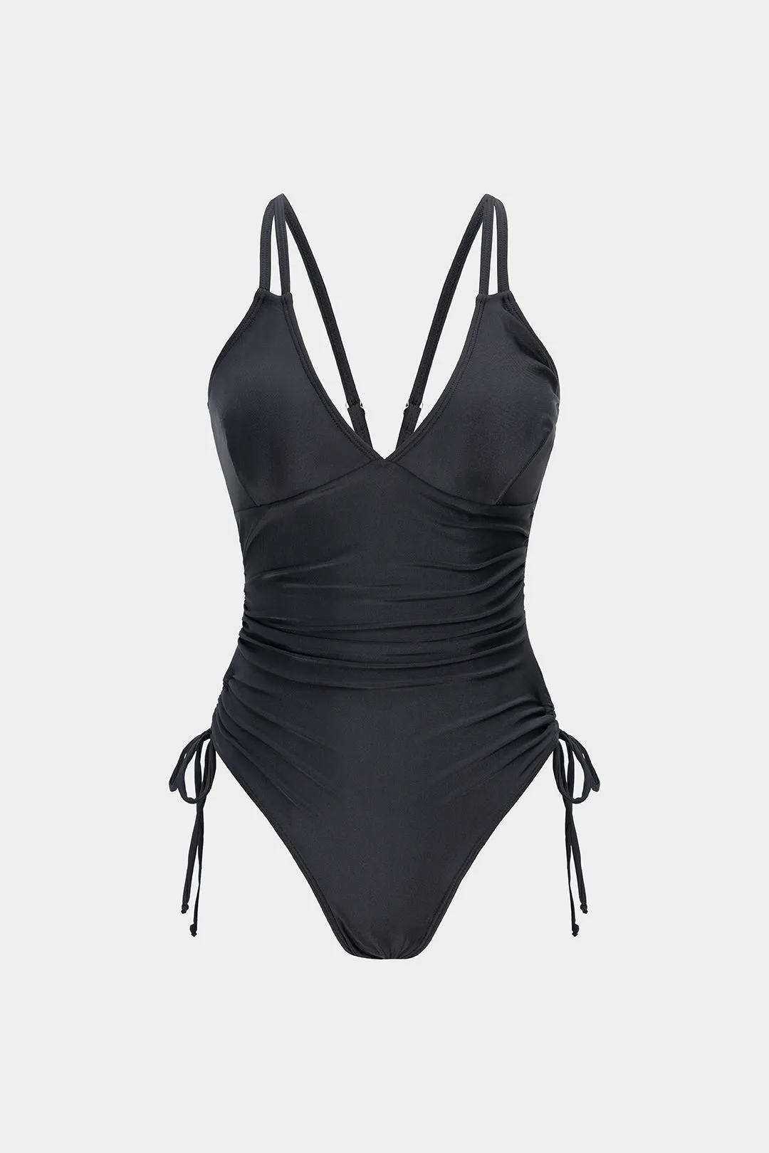 V-Neck Backless Tie-Up Ruched Swimsuit sold by Micas