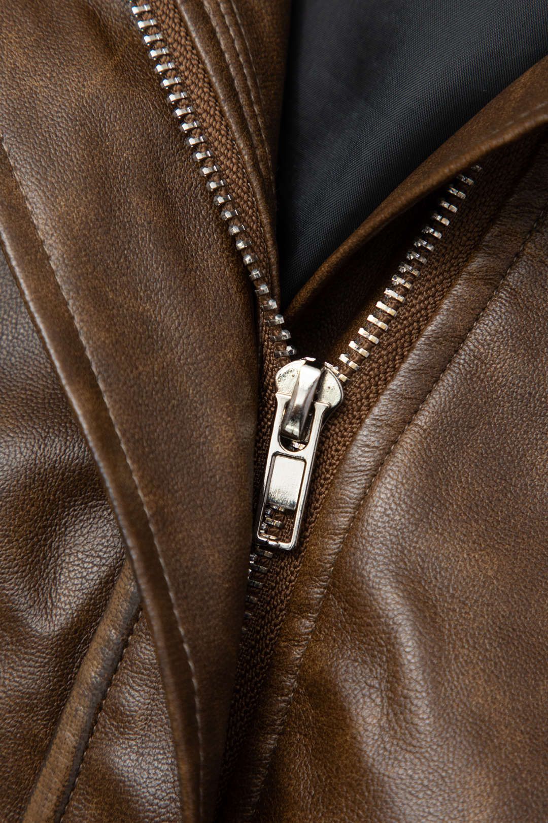 Retro Faux Leather Bomber Jacket sold by Micas product image thumbnail 4