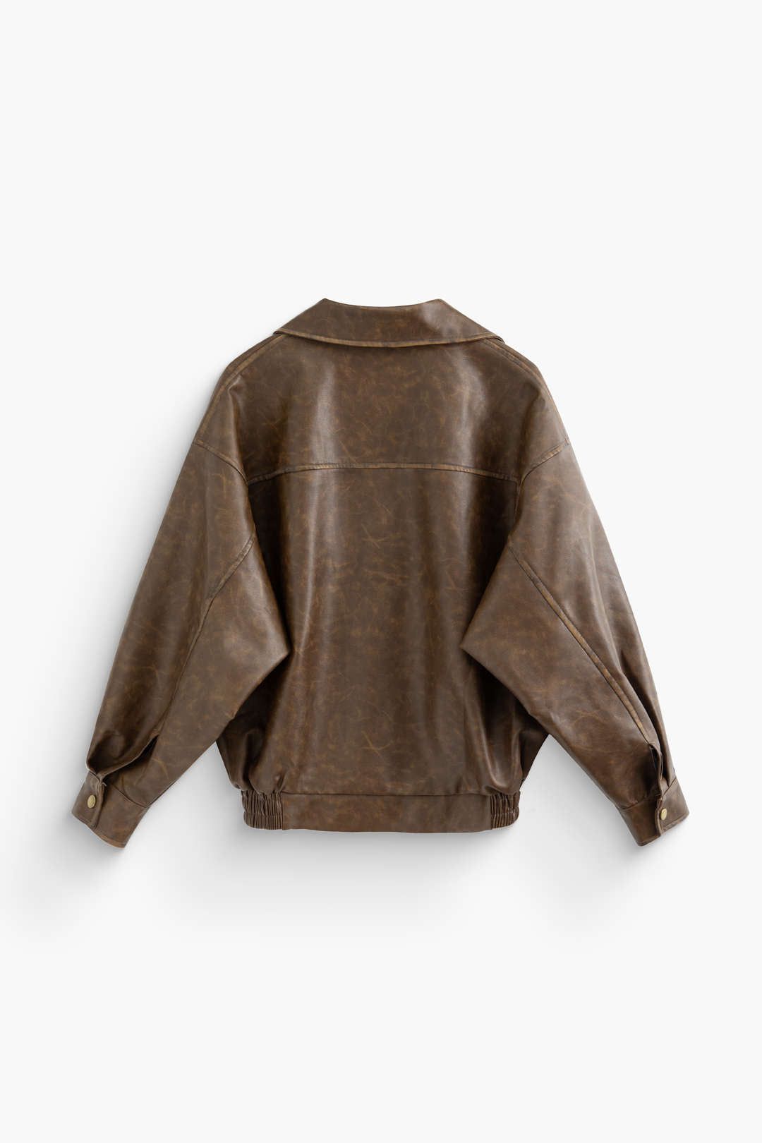 Retro Faux Leather Bomber Jacket sold by Micas product image thumbnail 2
