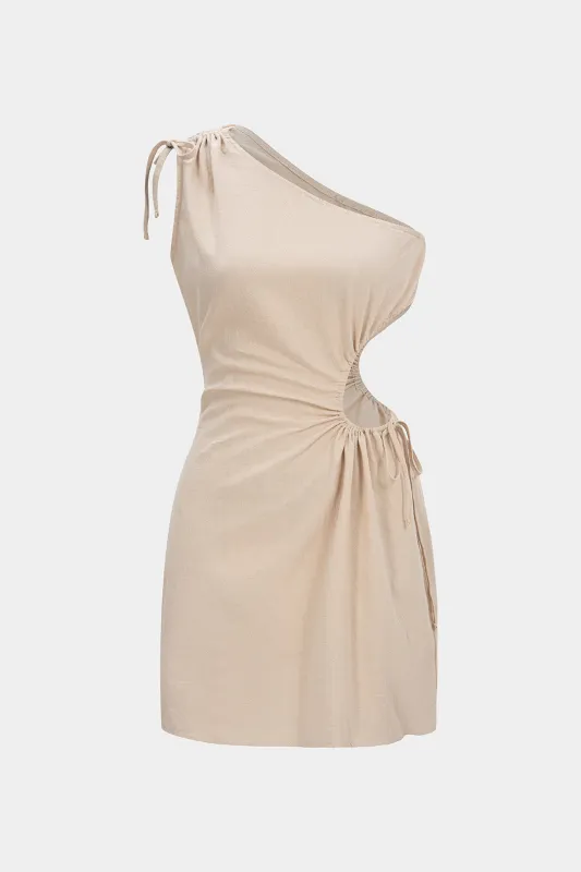 Asymmetrical Tie-Up One Shoulder Cut Out Sleeveless Mini Dress sold by Micas
