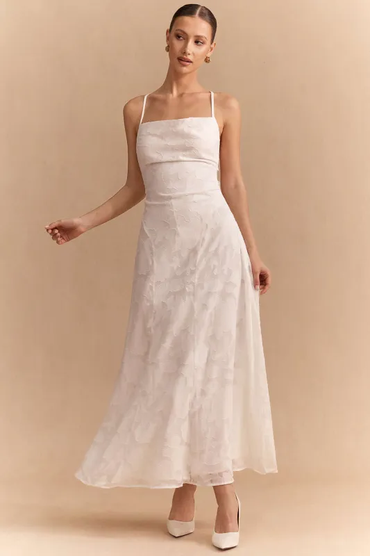 Jacquard Crossed Tie-Up Backless Sleeveless Maxi Dress sold by Micas