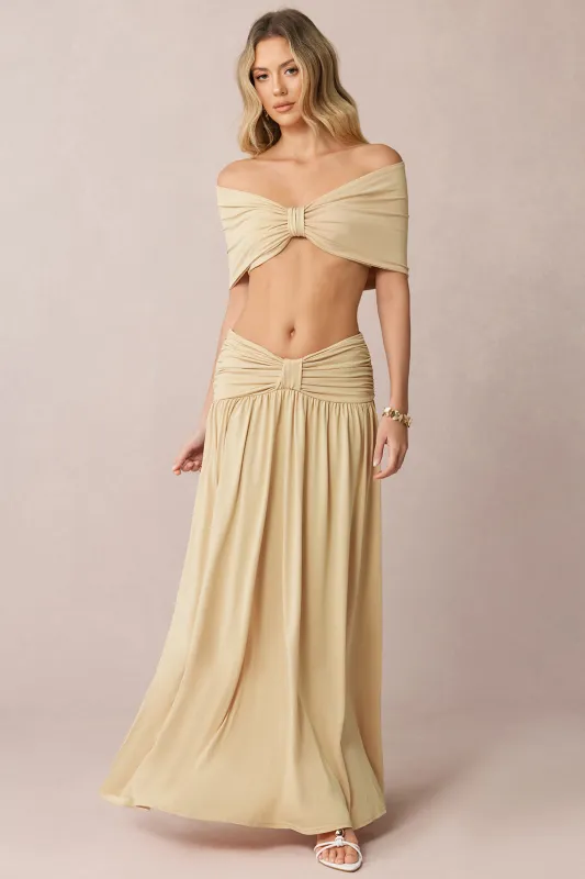 Ruched Off-Shoulde Top And Skirt Set sold by Micas