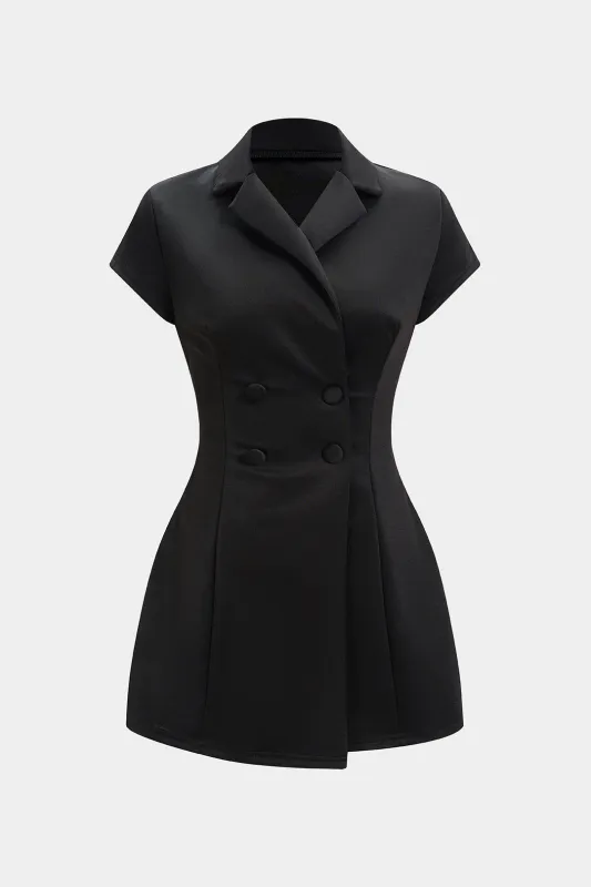 Solid Lapel Short Sleeve Mini Dress sold by Micas