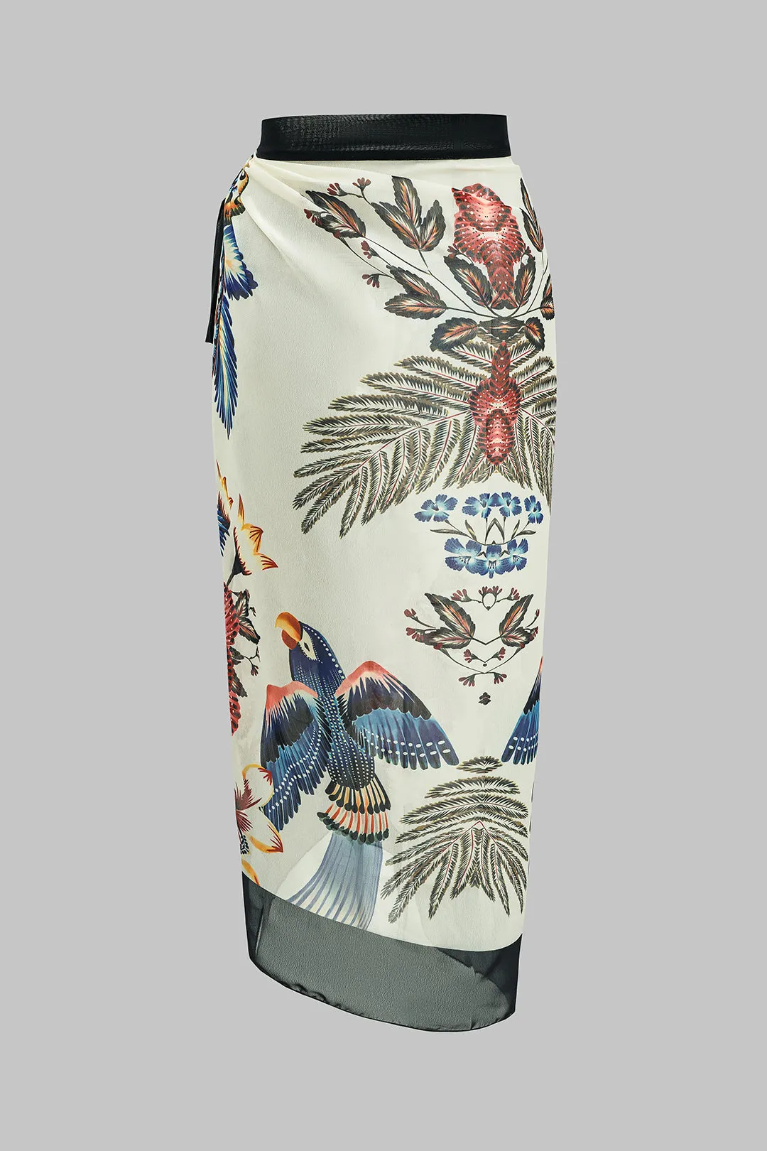 Bird Floral Print Contrast Tie Up Bikini Set sold by Micas product image thumbnail 5