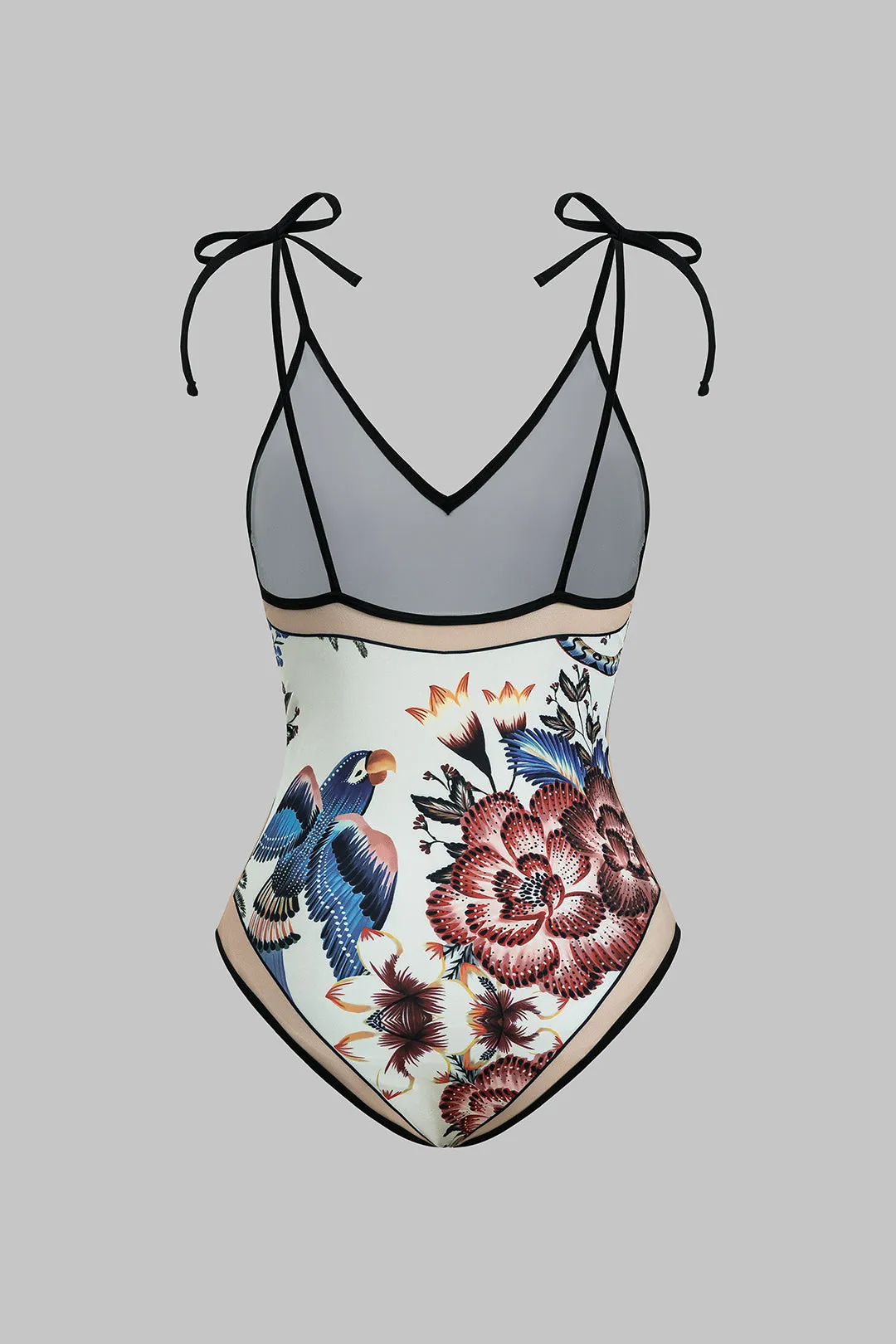 Bird Floral Print Contrast Tie Up Bikini Set sold by Micas product image thumbnail 3