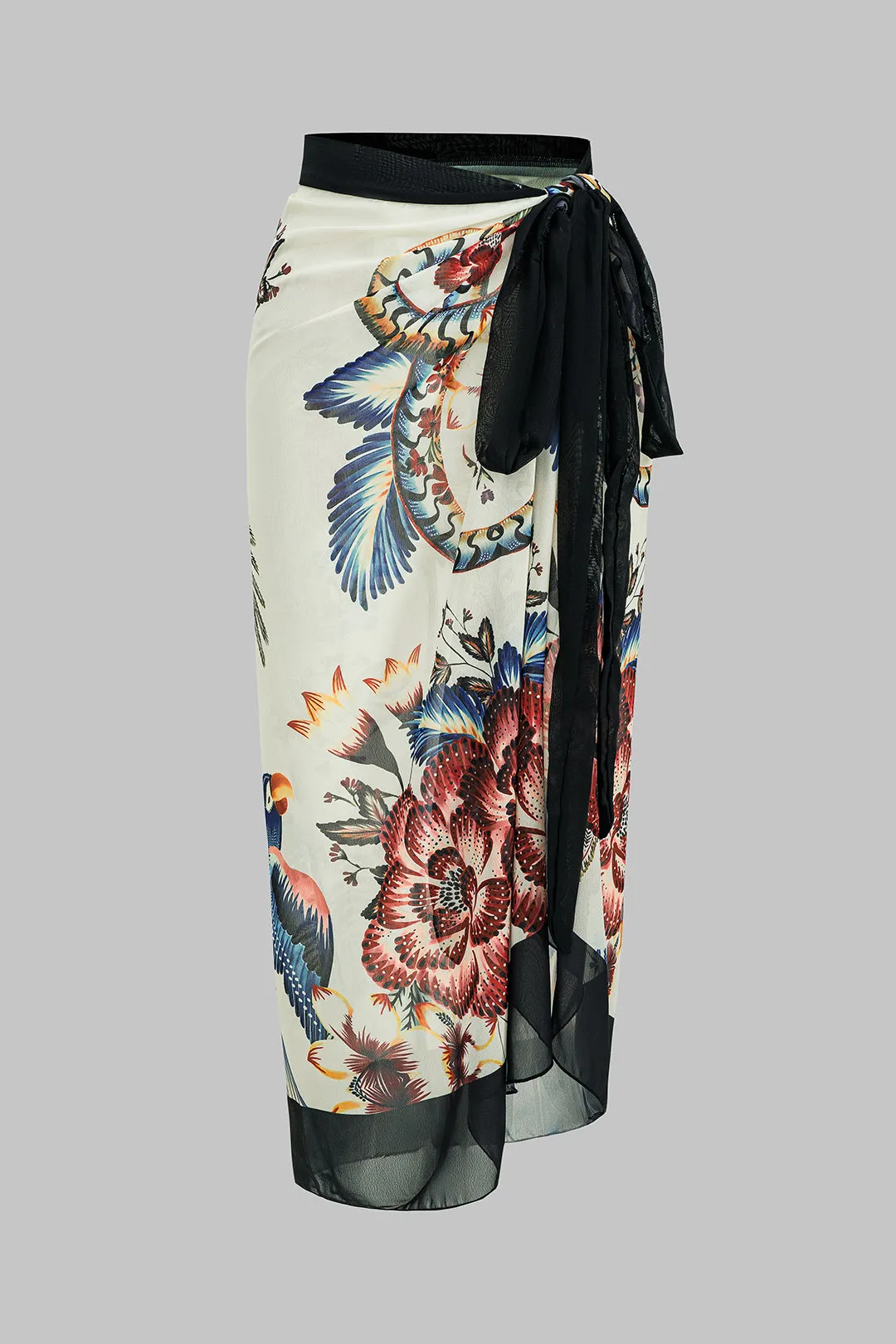 Bird Floral Print Contrast Tie Up Bikini Set sold by Micas product image thumbnail 4