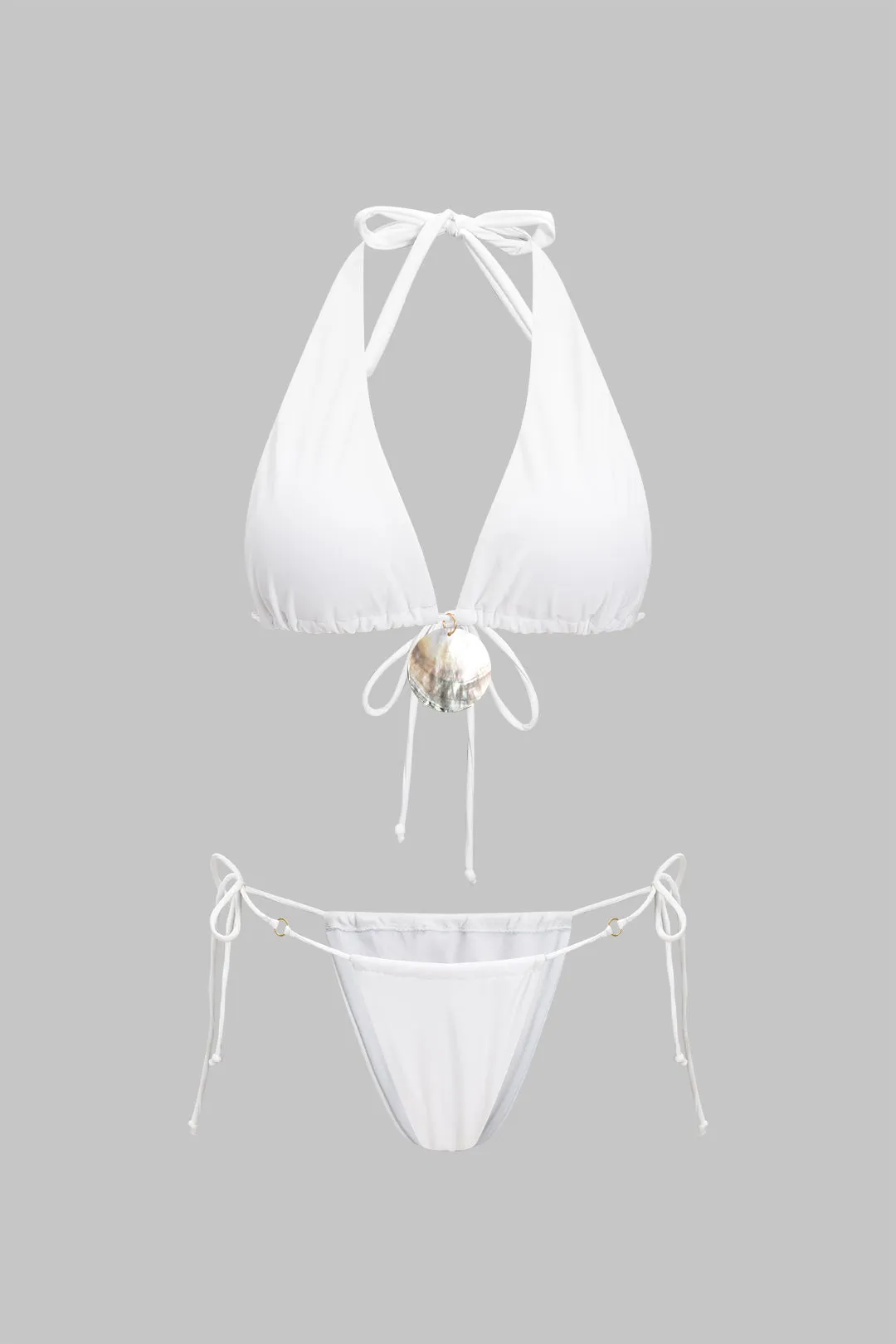 Shell Decor Halter Neck Tie Up Bikini Set sold by Micas