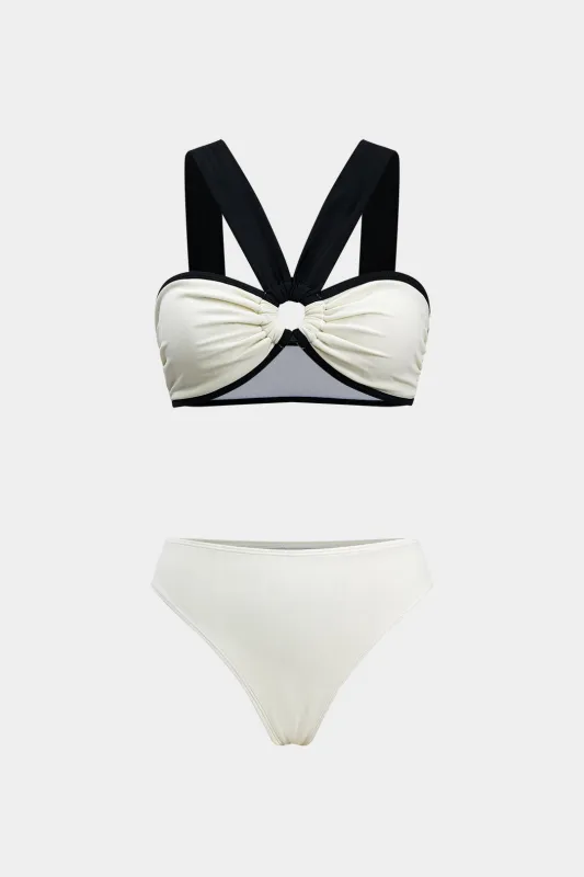 Contrast Ruched Cut Out Bikini Set sold by Micas