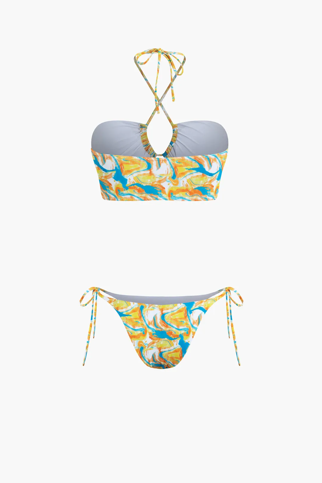 Abstract Print Halter Neck Crossed Tie Up Cut Out Bikini Set sold by Micas product image thumbnail 2