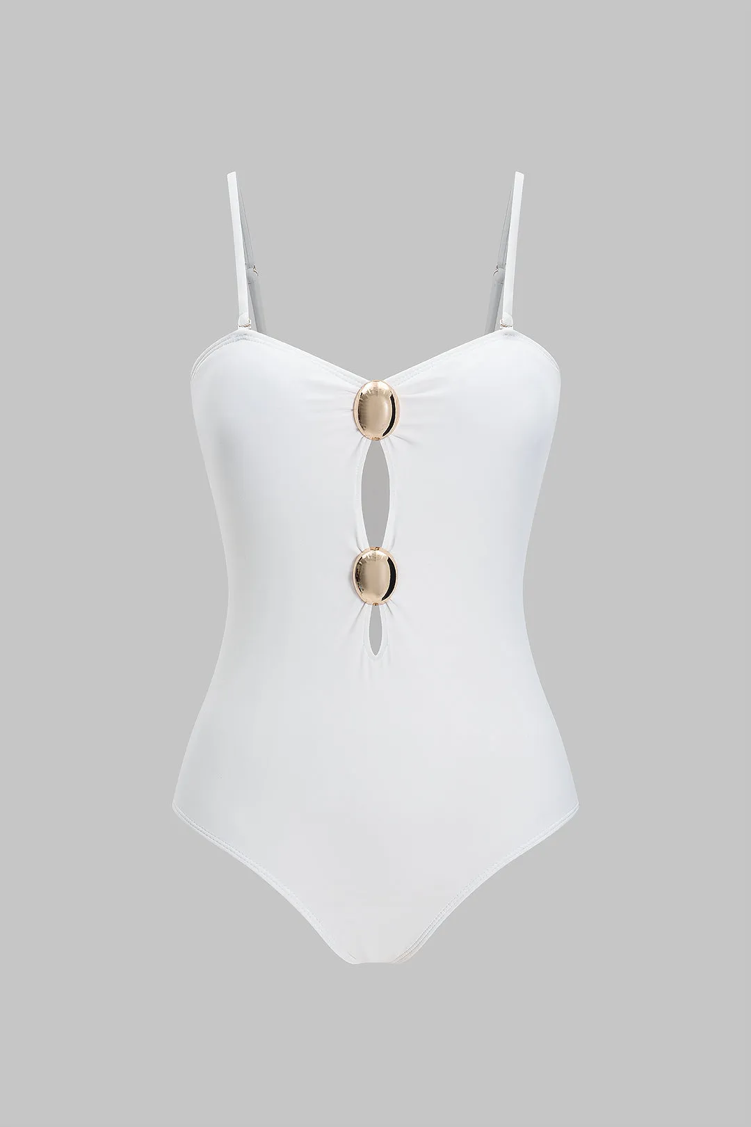 Metallic Decor Ruched Cut Out High Split Bikini Set sold by Micas product image thumbnail 2