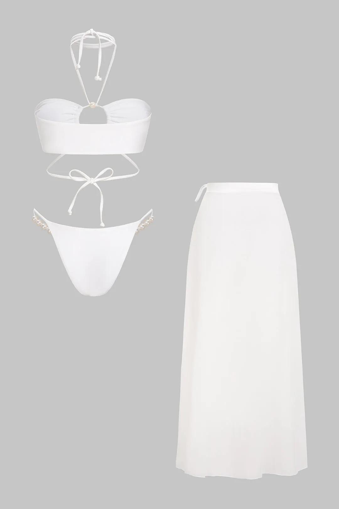 Halter Tie-Up Cut Out Pearl Decor Bikini Set sold by Micas product image thumbnail 2