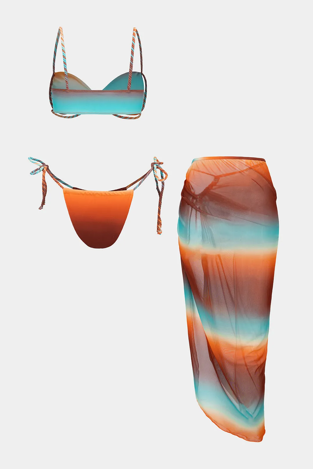 Tie Dye Print Tie-Up Asymmetrical Drawstring Bikini Set sold by Micas product image thumbnail 2