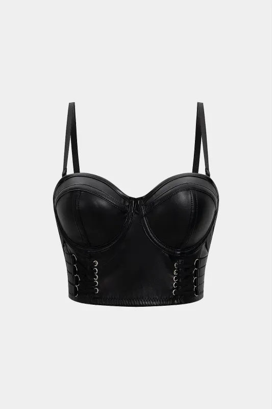 Faux Leather Strap Slip Cami Top sold by Micas