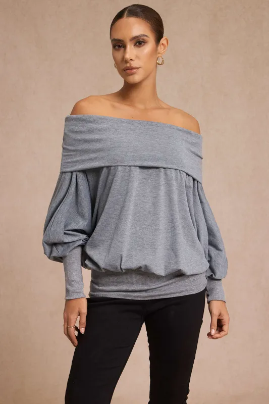 Off Shoulder Batwing Long Sleeve T-Shirt sold by Micas