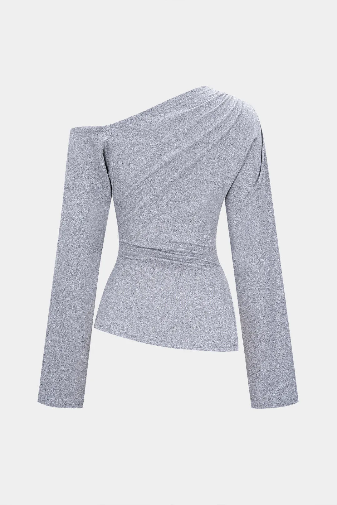 One Shoulder Ruched Long Sleeve T-Shirt sold by Micas product image thumbnail 2