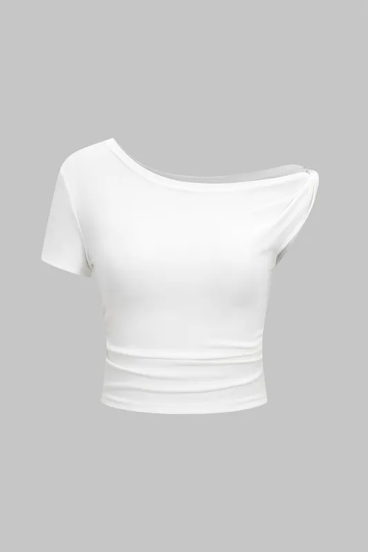 Twist Knot Ruched Asymmetrical T-Shirt made by Micas