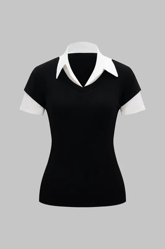 Contrast Short-Sleeve T-Shirt made by Micas