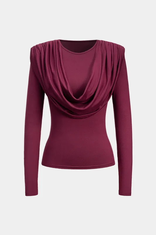 Ruched Round Neck Long-Sleeve Top sold by Micas