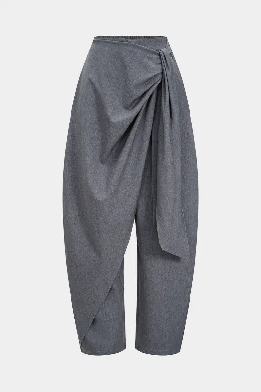 Tie-Up Asymmetrical Ruched Pants sold by Micas