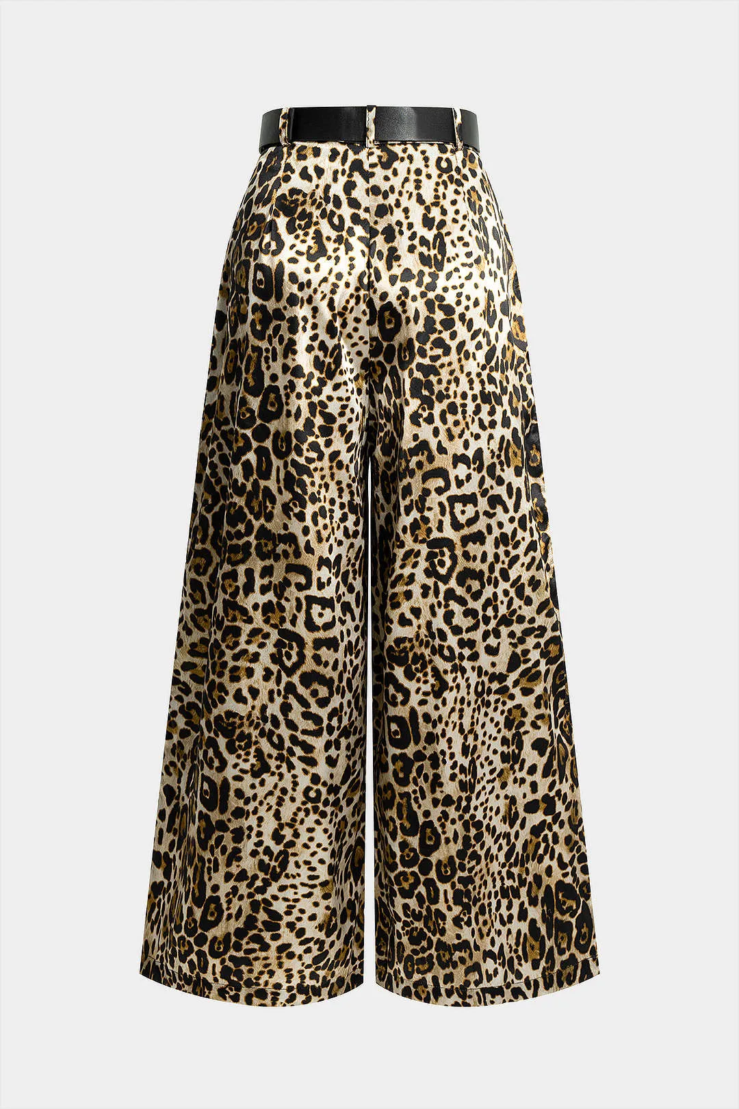 Leopard Print Satin Belted Straight Leg Trousers sold by Micas product image thumbnail 2