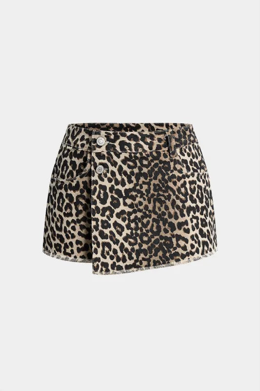 Retro Leopard Print Low Waist Shorts made by Micas